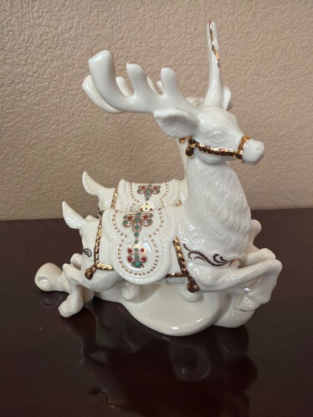 Lenox Dash Away All Reindeer Dasher & Dancer 24K Gold Porcelain MINT - No Box